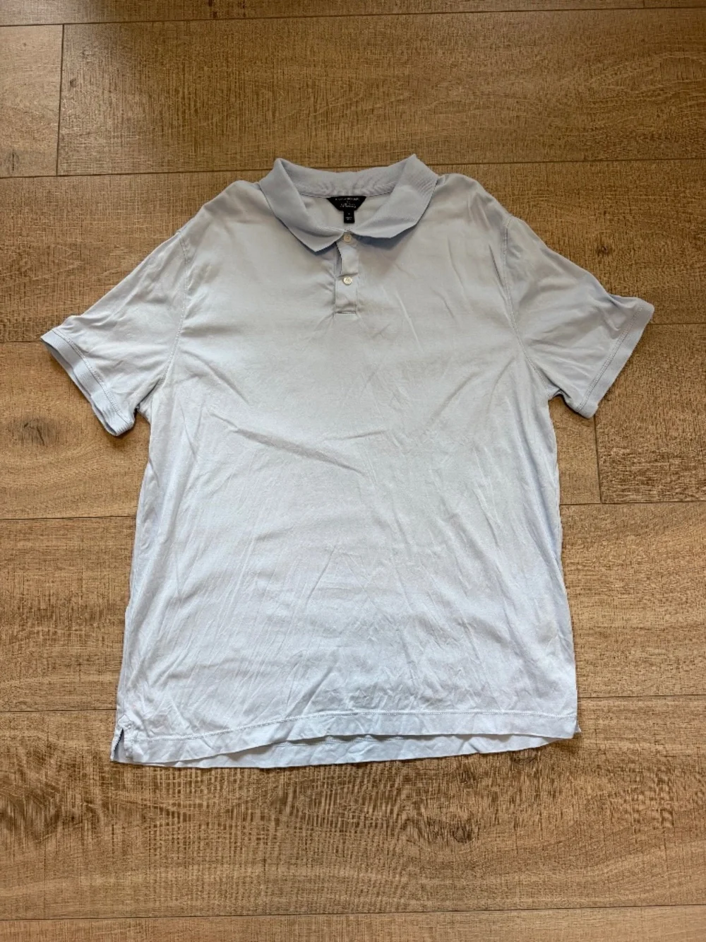Banana Republic Luxe Touch Performance Light Baby Blue Polo Short Sleeve Men's L